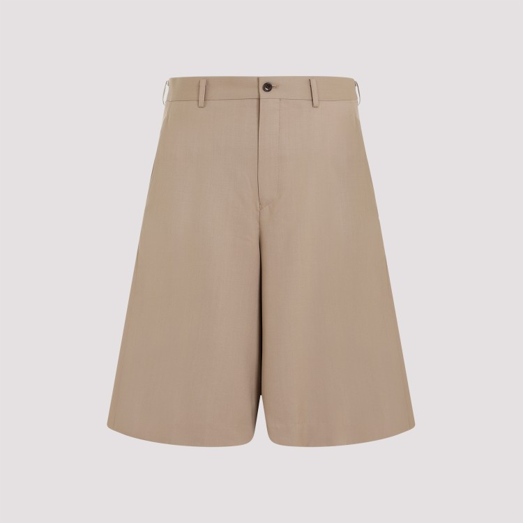 Shop Comme Des Garçons Beige Wool Shorts In Brown