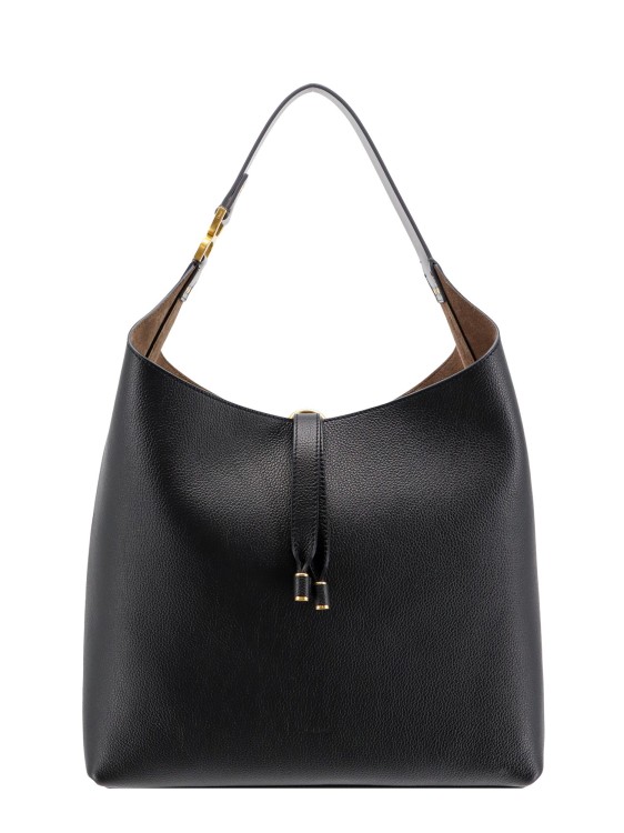 Chloé Leather Shoulder Bag Wih Iconic Metal Detail In Black