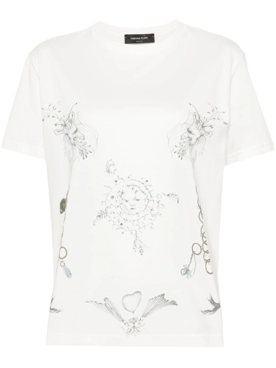 Shop Fabiana Filippi White Fabula-print T-shirt