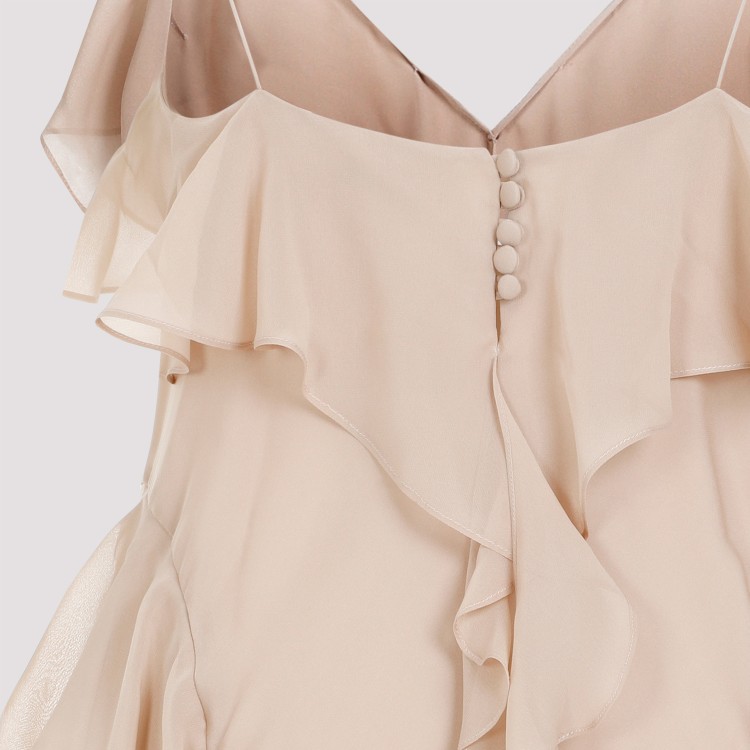 Shop Khaite Pim Beige Silk Dress In Neutrals