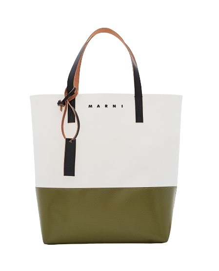 Shop Marni Bicolor Double Handle Bag In White