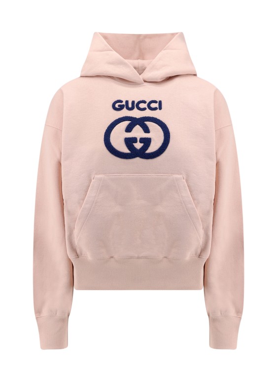 Shop Gucci Cotton Sweatshirt With Frontal Gg Interlocking In Neutrals