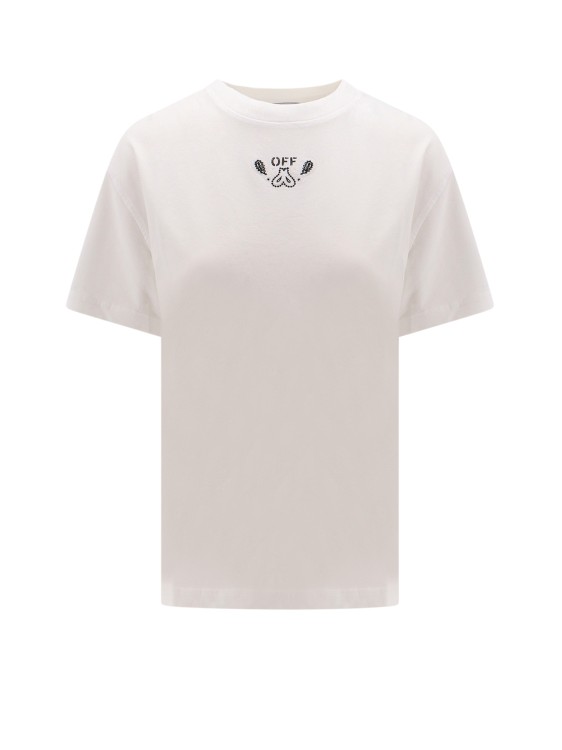 Shop Off-white Organic Cotton T-shirt With Frontal Logo In White