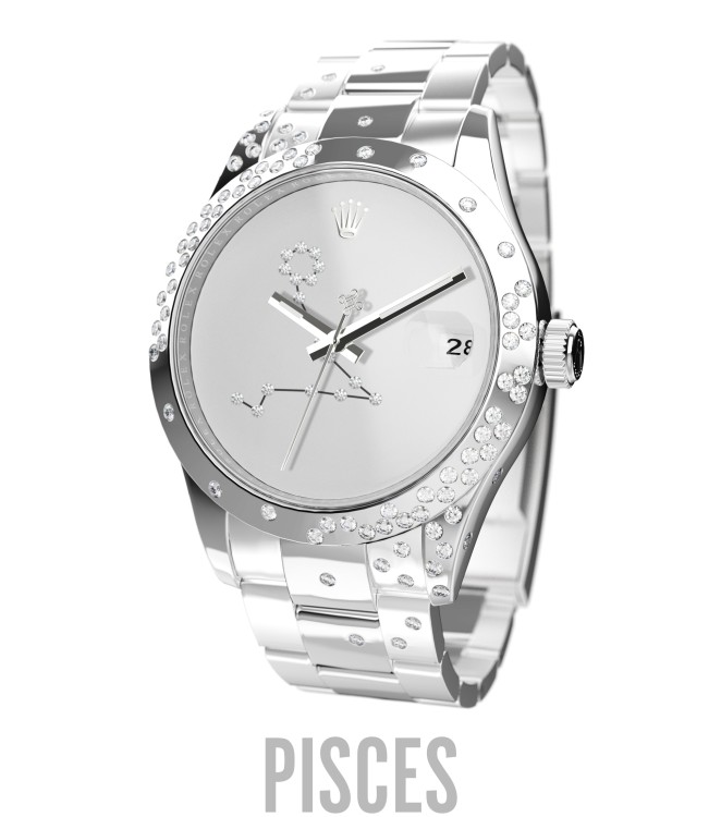 Shop Private Label London Customized Reflekt Cosmo Datejust 41 Pisces In Silver