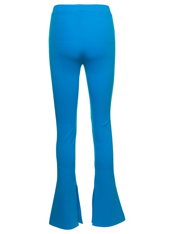 Shop Off-white Light Blue Flared Leggings With Contrasting Logo Print In Stretch Polyamide