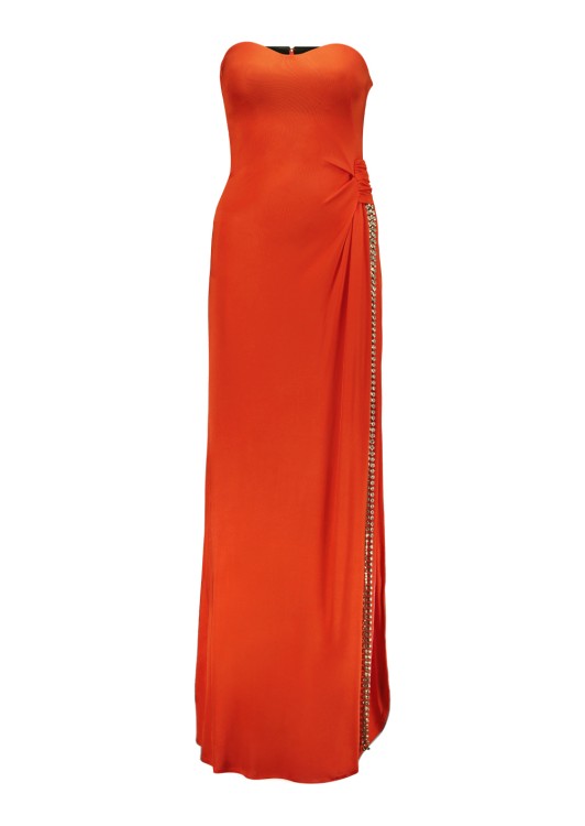 Amen Orange Strapless Rhinestone-embellished Gown