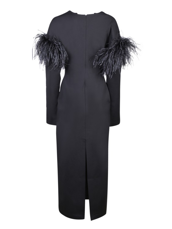 Shop 16arlington Feather Midi Dress In Black