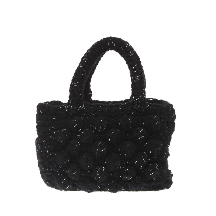 Shop Chica Black Small Crochet Shopping Bag