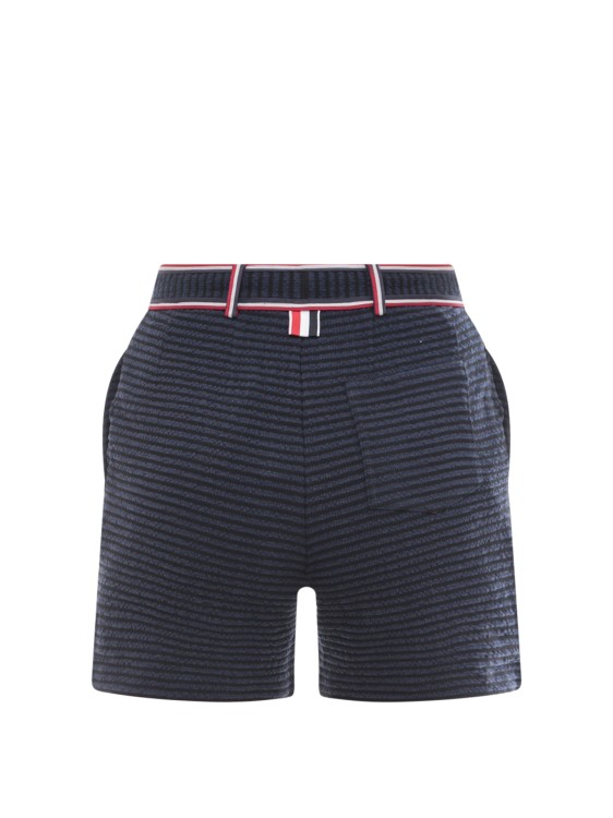 Shop Thom Browne Striped Motif Cotton Blend Bermuda Shorts In Black