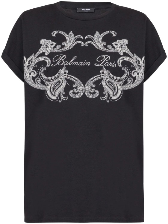 Shop Balmain Signature T -shirt Paisley Black