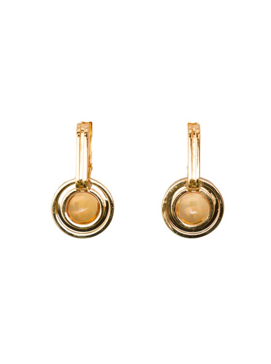 Leda Madera Sophia Gold Plated Brass Earrings With Stone  In Not Applicable