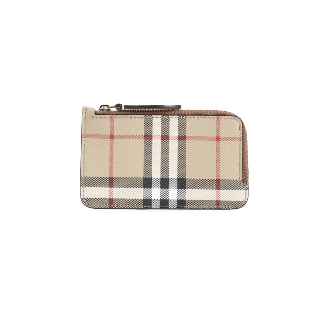 Burberry Check Print Brown Leather Wallet In Brown