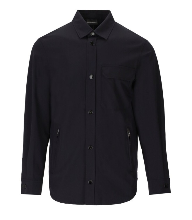 Shop Emporio Armani Navy Blue Technical Shirt In Black
