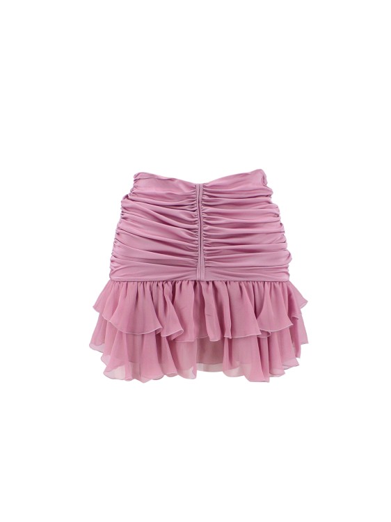 Blumarine Pink Draped Mini Skirt With Ruffles In Pink