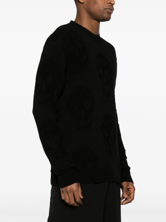 Shop Alexander Mcqueen Black Textured Skull Sweater