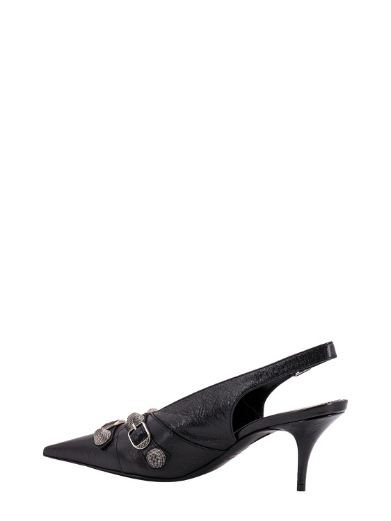 Shop Balenciaga Leather Slingback With Metal Details In Black