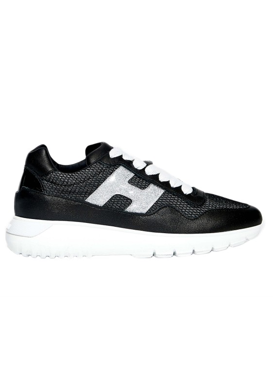 Hogan Black Pearl Leather And Technical Fabric H371 Sneaker