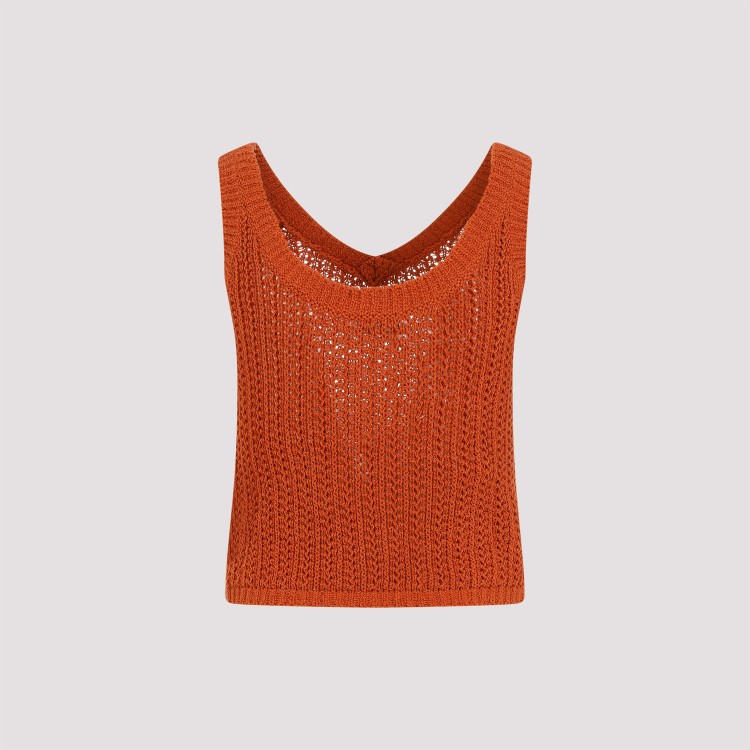 Shop Max Mara Arrigo Crochet Orange Cotton Top