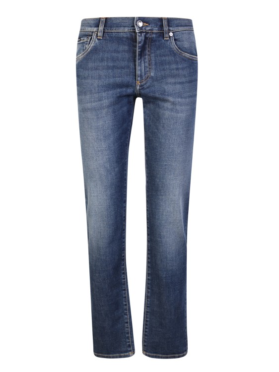 Shop Dolce & Gabbana Straight-leg Washed Denim Jeans In Neutrals