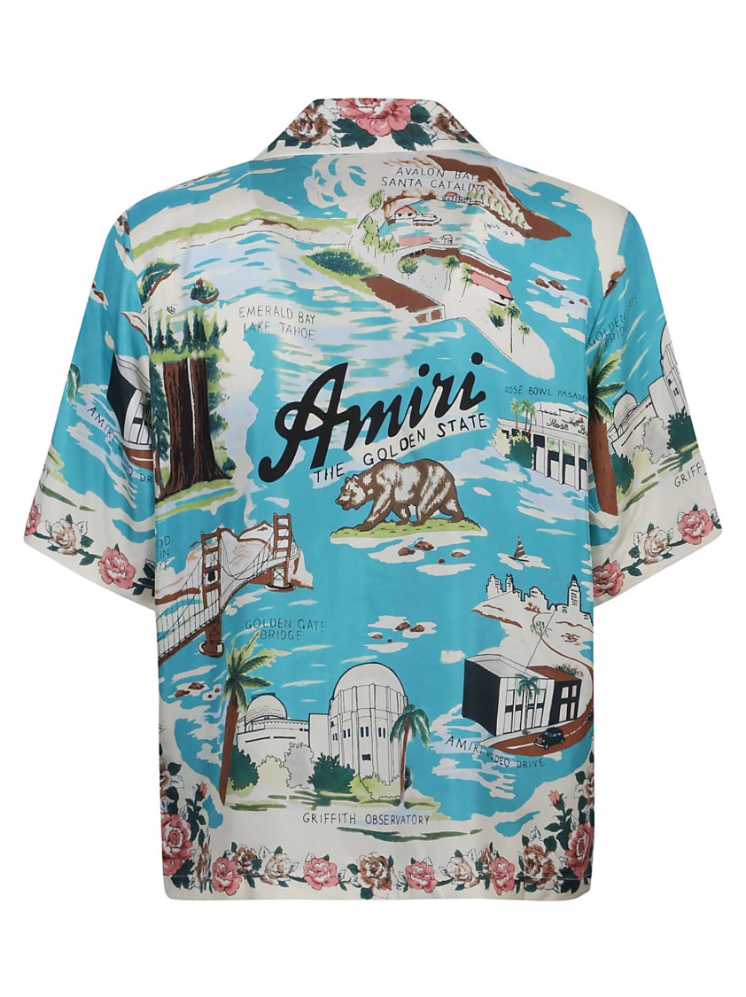 Shop Amiri California-Print Silk Hawaiian Shirt