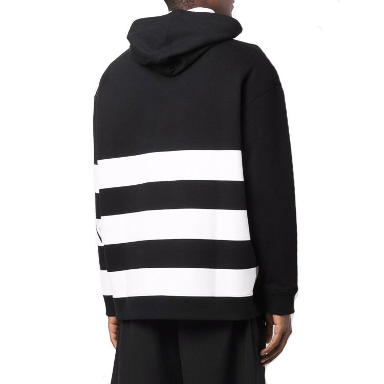 Shop Valentino Striped Logo Hooded Sweatshirt In Black