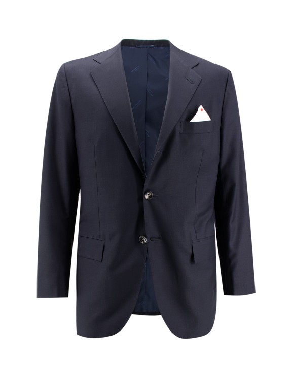 Shop Kiton Navy Blue Suit