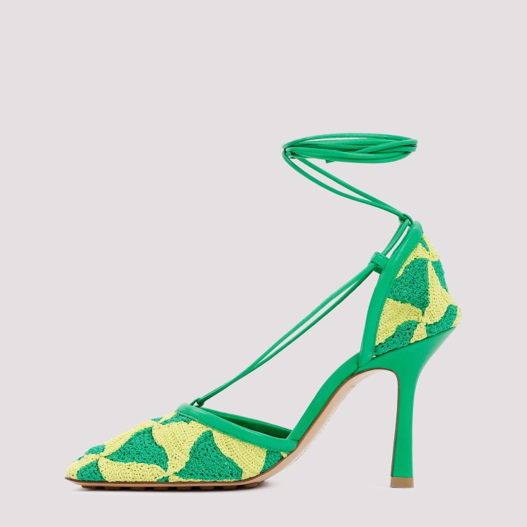 Bottega Veneta Phantom Crochet Stretch Lace-up Sandals In Green