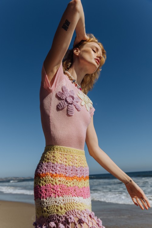 Shop Andreeva Malva Multicolor Handmade Crochet Skirt