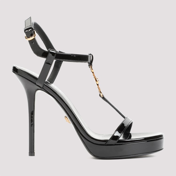 Shop Versace Black Patent Leather Medusa 95 Sandals