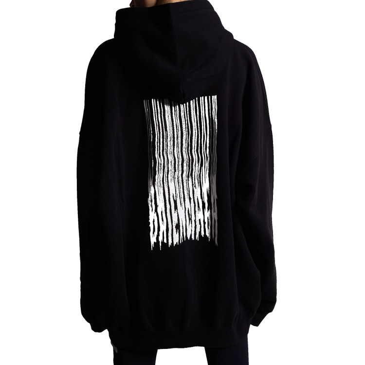 Shop Balenciaga Logo Hooded Sweatshirt In Black