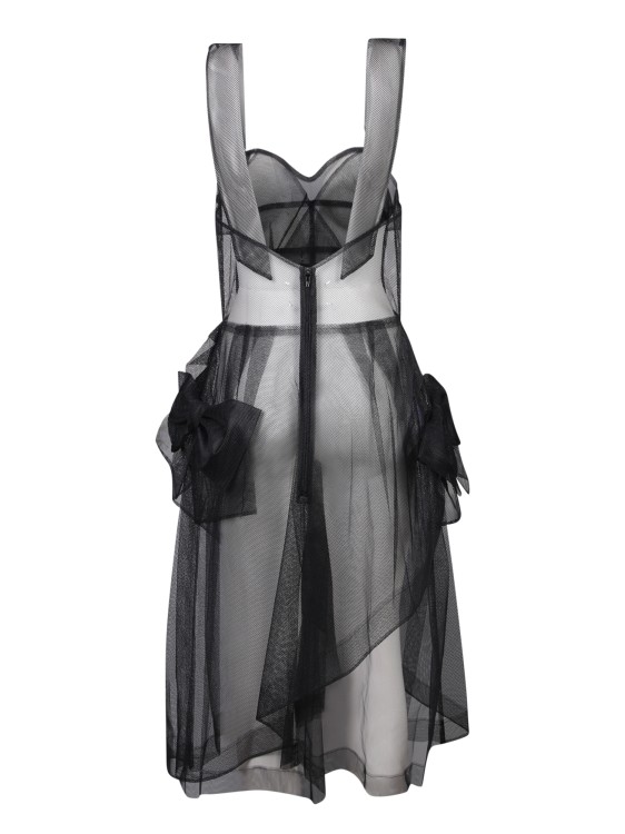 Shop Maison Margiela Bow-detail Tulle Midi Dress In Grey