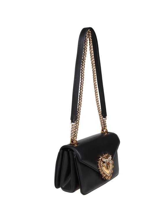 Shop Dolce & Gabbana Sacred Heart Leather Shoulder Bag Color Black