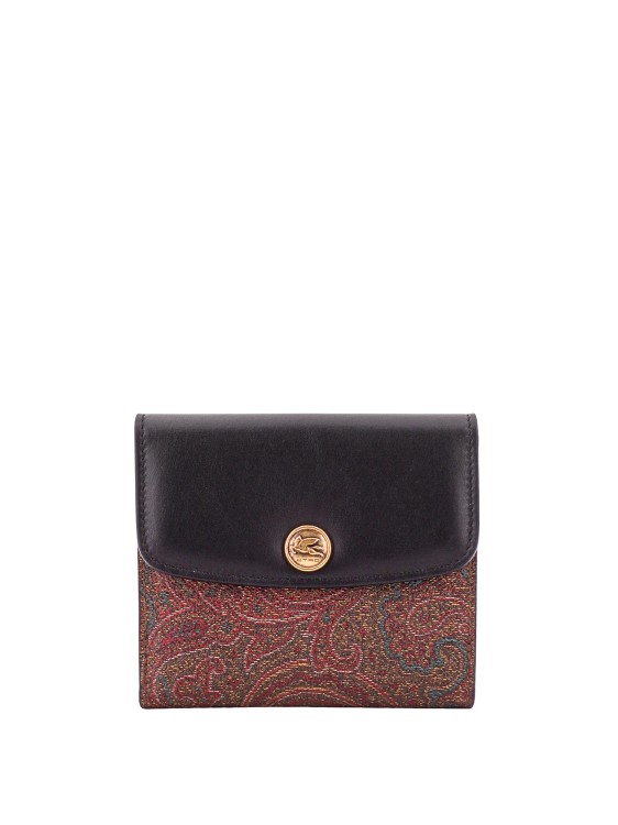 Shop Etro Jacquard Paisley Fabric Wallet With Leather Flap In Neutrals