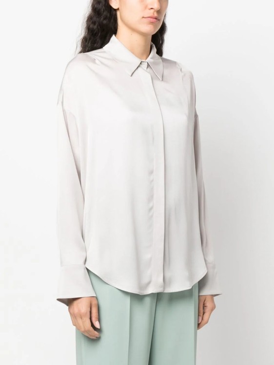 Shop Lorena Antoniazzi Gray Silk Shirt In White