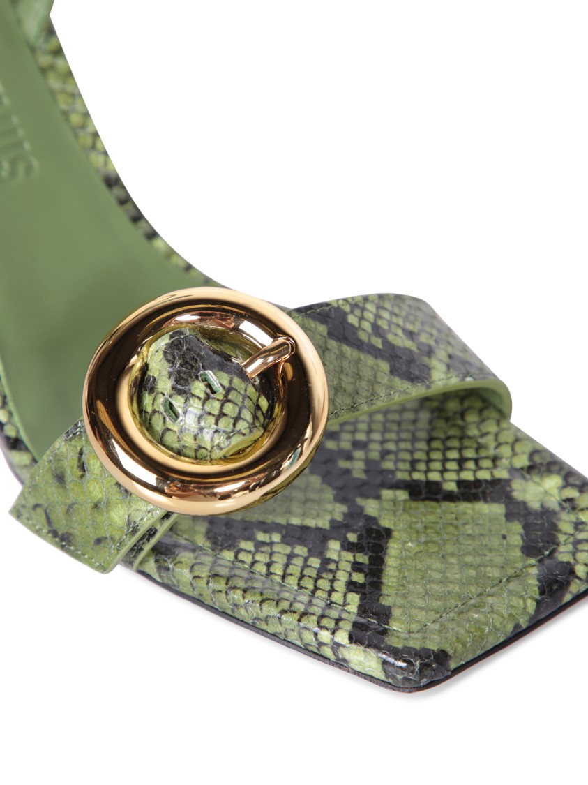 Jacquemus Python-print Leather Sandals In Green