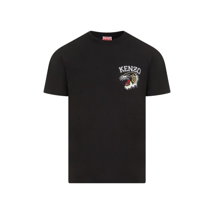 Shop Kenzo Black Cotton Tiger Varsity Slim T-shirt