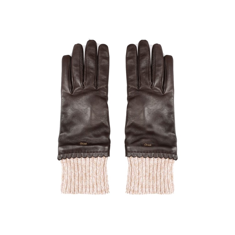 Shop Chloé Brown Leather Jamie Gloves