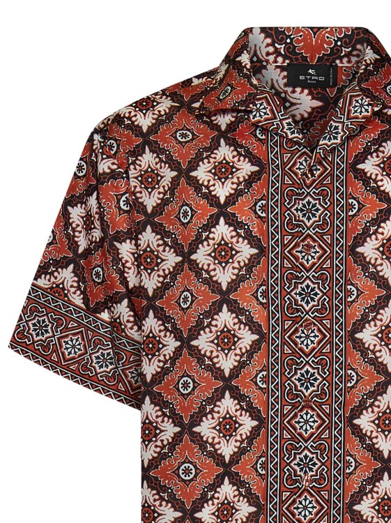 Shop Etro Red Medallion Print Bowling Shirt In Multicolor