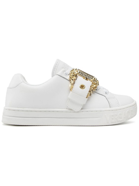VERSACE JEANS COUTURE LEATHER LOGO SNEAKERS,04bf5691-e1b3-c6ab-321a-98c87602efaa