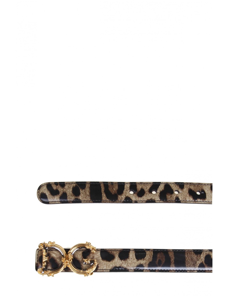 Women's Dg Logo And Leo Print Leather Belt by Dolce & Gabbana