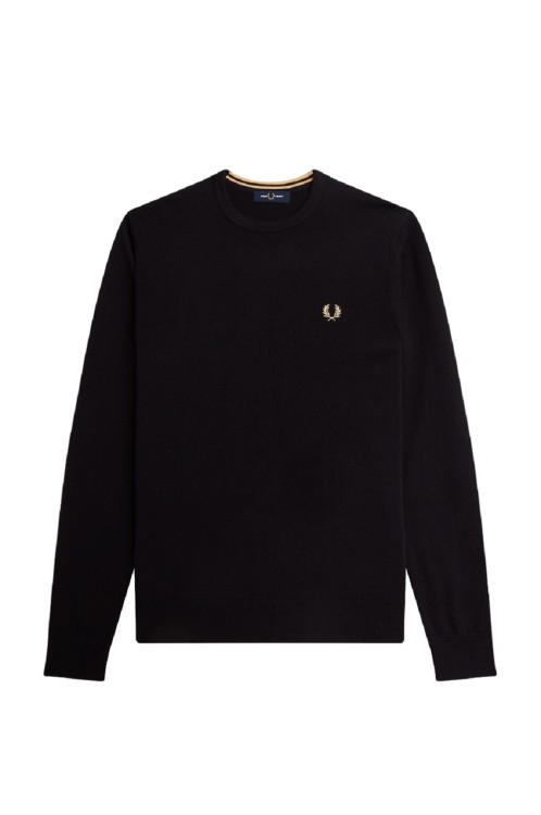 Fred Perry Crewneck Cotton Sweater In Black
