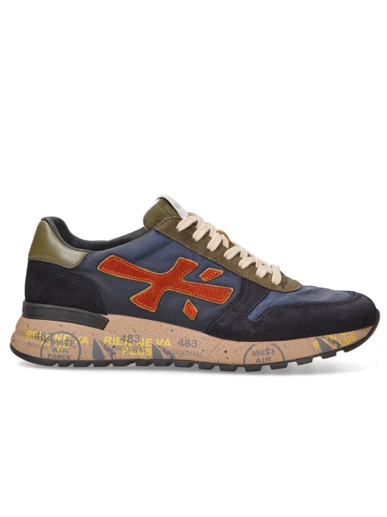 Premiata Suede And Blue Fabric Mick Sneakers In Grey