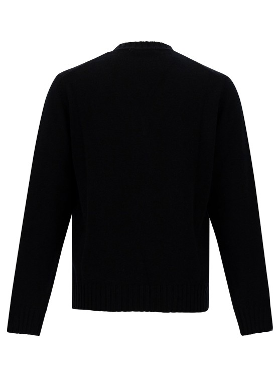 Shop Gaudenzi Black Sweater With V Neck And Ribbed Trims In Wool And Cashmere