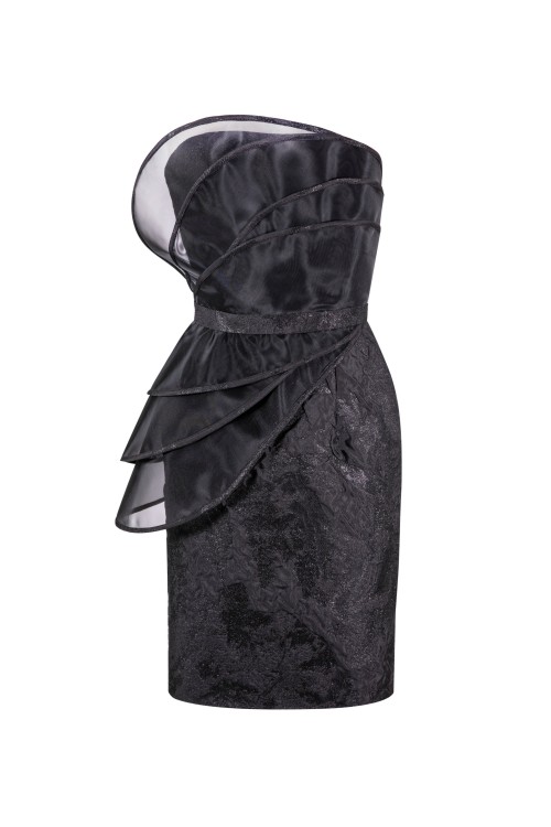 Saiid Kobeisy Brocade Short Dress In Black