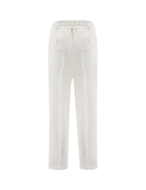 Shop Kiton Silk Trousers In White