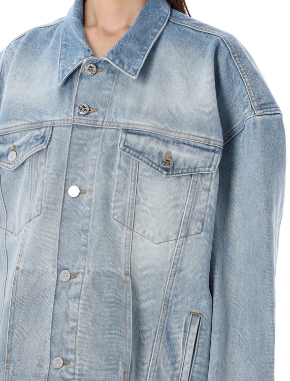 Shop Vetements Logo Denim Jacket In Blue