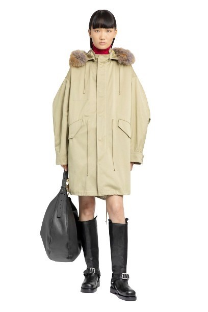 Burberry Cotton Shearling Parka In Neutrals