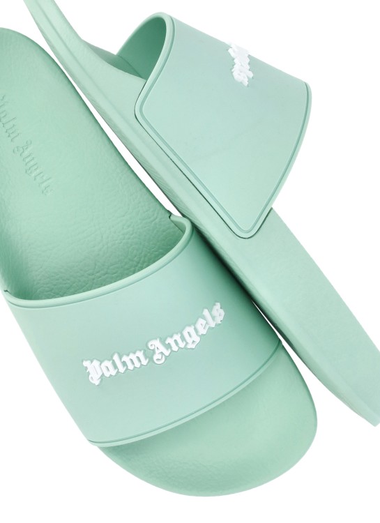 Shop Palm Angels Essential Logo Sliders In Green