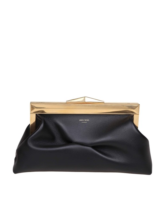 Jimmy Choo Aqk Frame Clutch Bag In Soft Black Leather In Black