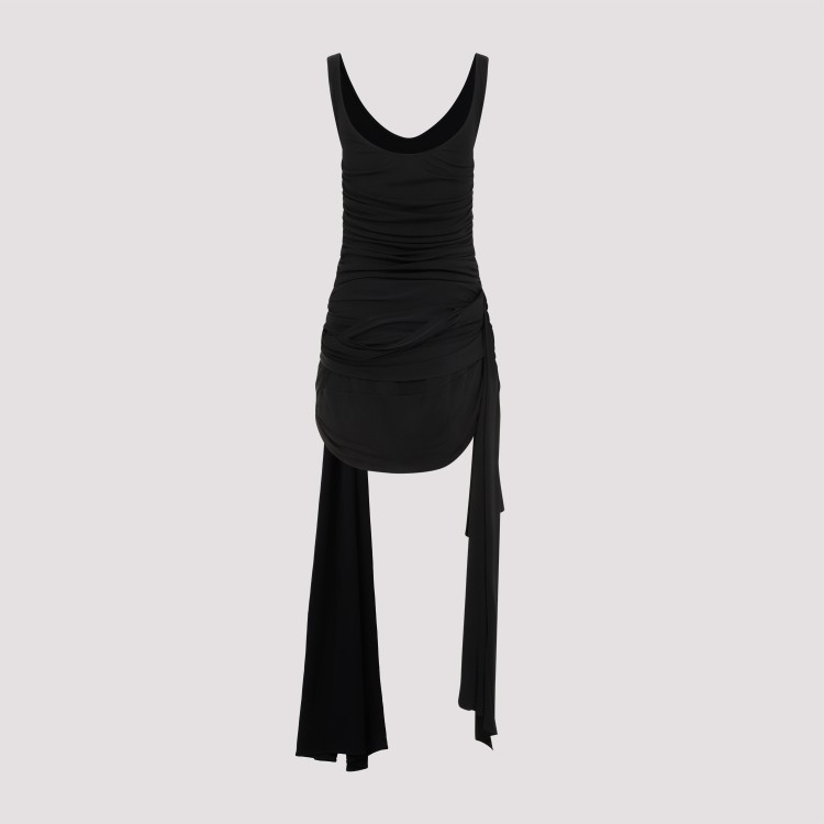 Shop Mugler Round Neck Mini Dress In Black